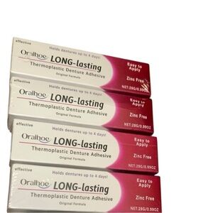 Lot Of 4 Oralhoe Thermoplastic Denture Adhesive Oralhoe Zinc Free .99oz